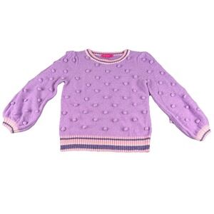 Lily Pulitzer Dorianna Purple Iris Pom Pom Sweater SMALL Puff Sleeve